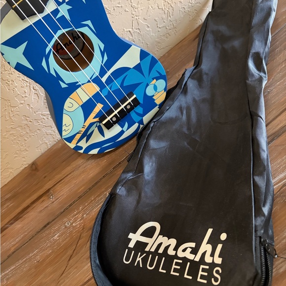 Amahi Ukeleles Other - Amahi Ukulele in Blue with Tropical Graphic